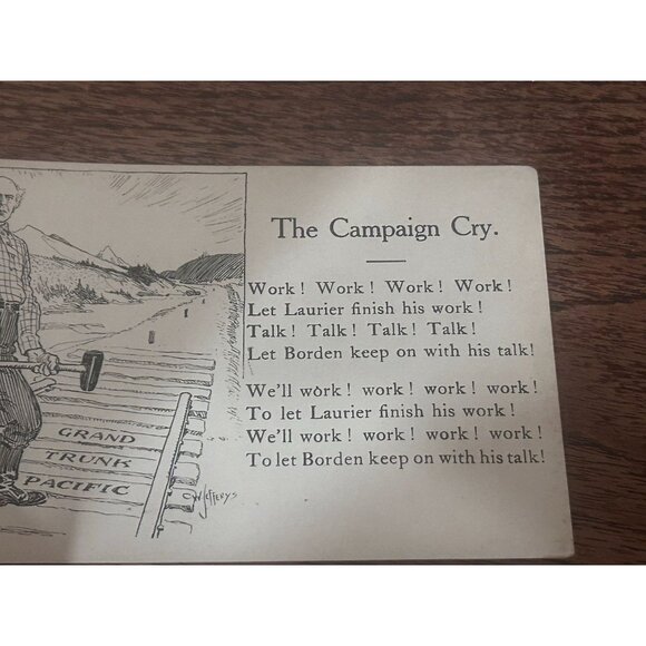 Wilfrid Laurier Prime Minister Canada The Campaign Cry 1900 Postcard - Picture 4 of 6